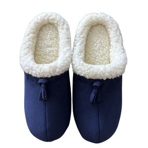 Macys Charter Club Cadet Blue Slip On Micro Suede Sherpa Lined Slippers Size 8